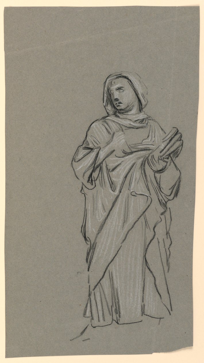 studie van een gekostumeerd figuur door Elihu Vedder