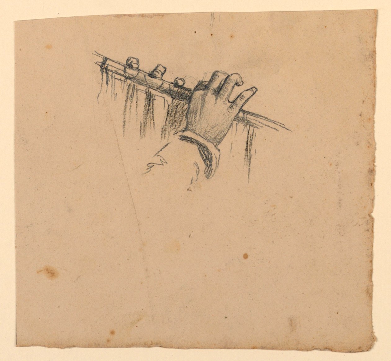 studie van handen die een fluit vasthouden door Elihu Vedder