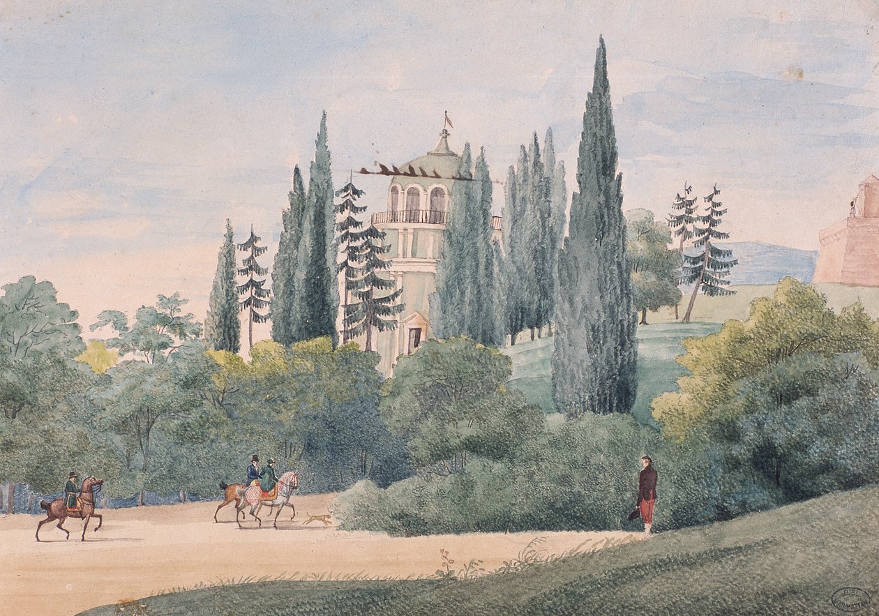 Ruiters in een Italiaans landschap door Elisa Bonaparte