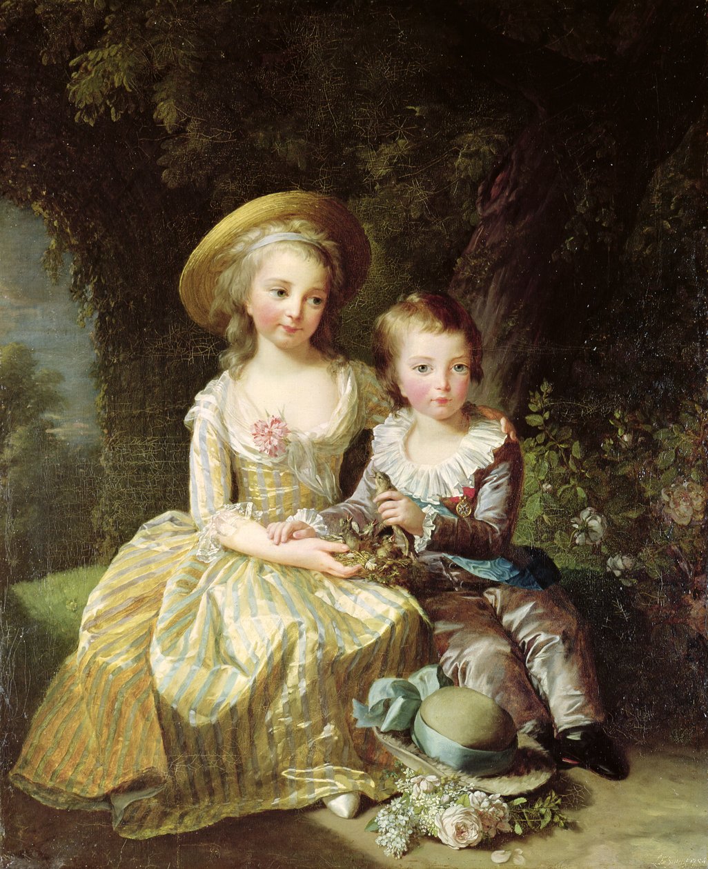 Kinderportretten van Marie-Therese-Charlotte van Frankrijk (1778-1851), toekomstige hertogin van Angouleme, en Louis-Joseph-Xavier van Frankrijk (1781-89) Eerste Dauphin, 1784 door Elisabeth Louise Vigee Lebrun