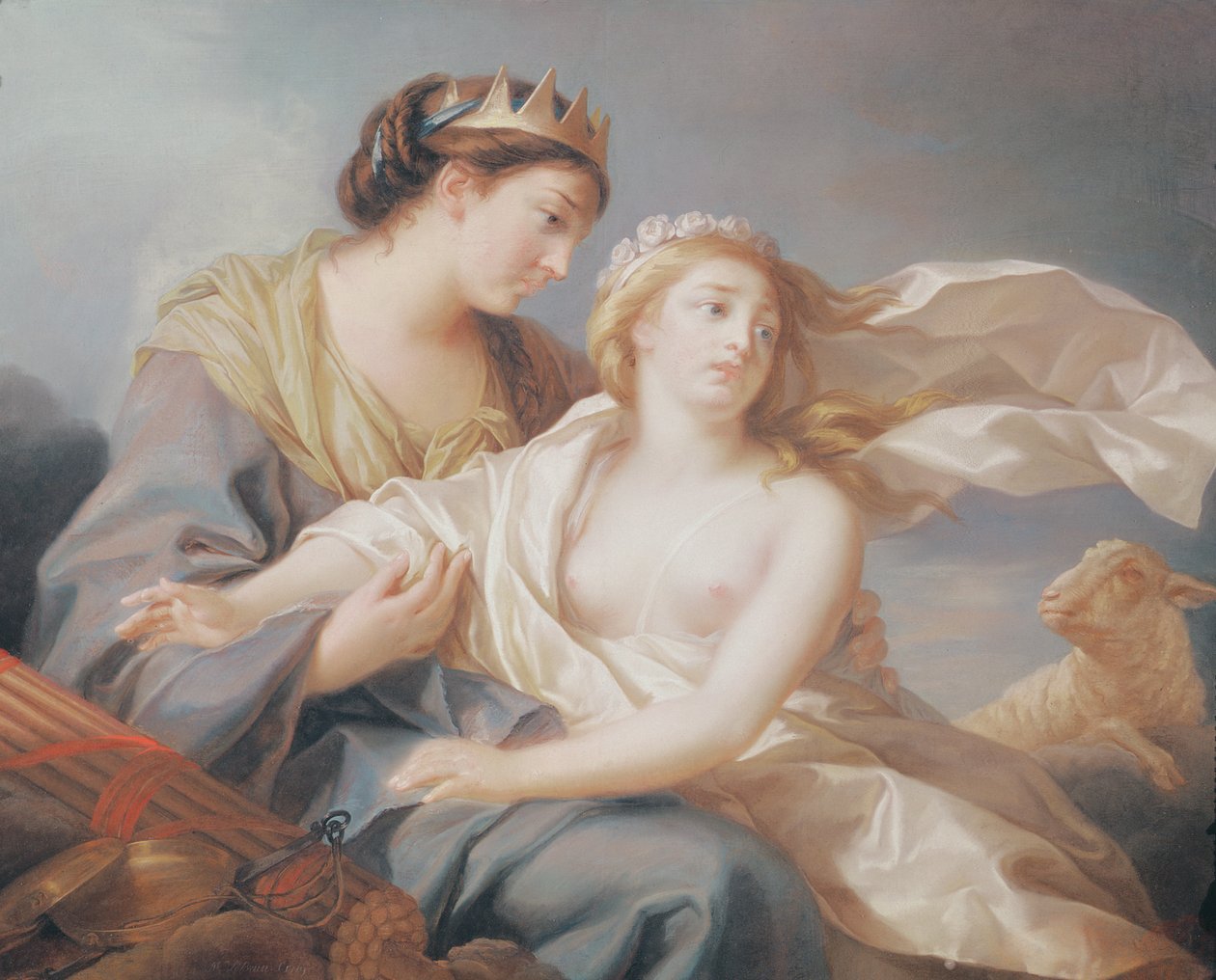 Onschuld zoekt toevlucht in de armen van Justitie door Elisabeth Louise Vigee Lebrun