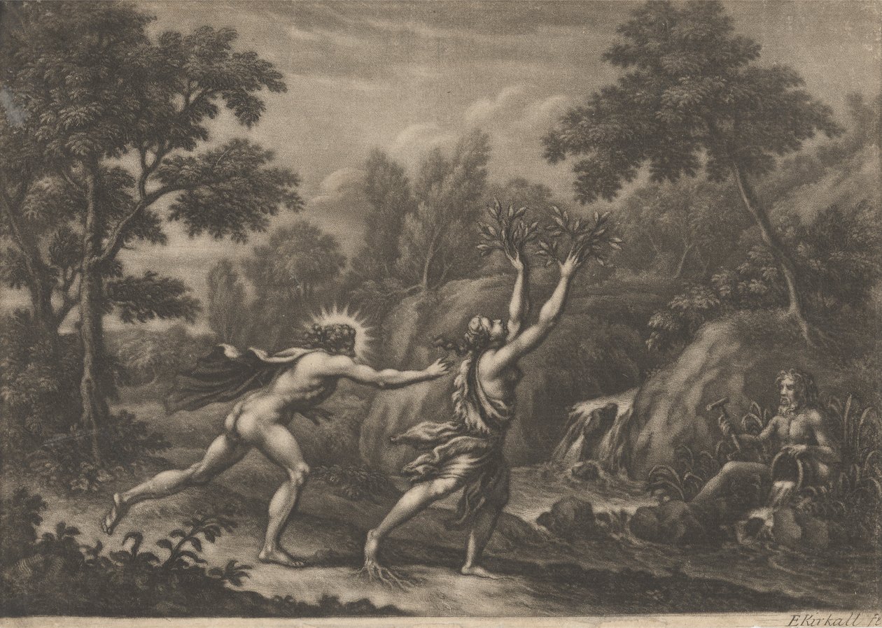 Apollo en Daphne door Elisha Kirkall