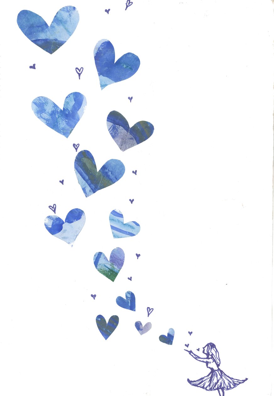 Een kus blazen, 2013 (aquarel en collage) door Elizabeth Rider