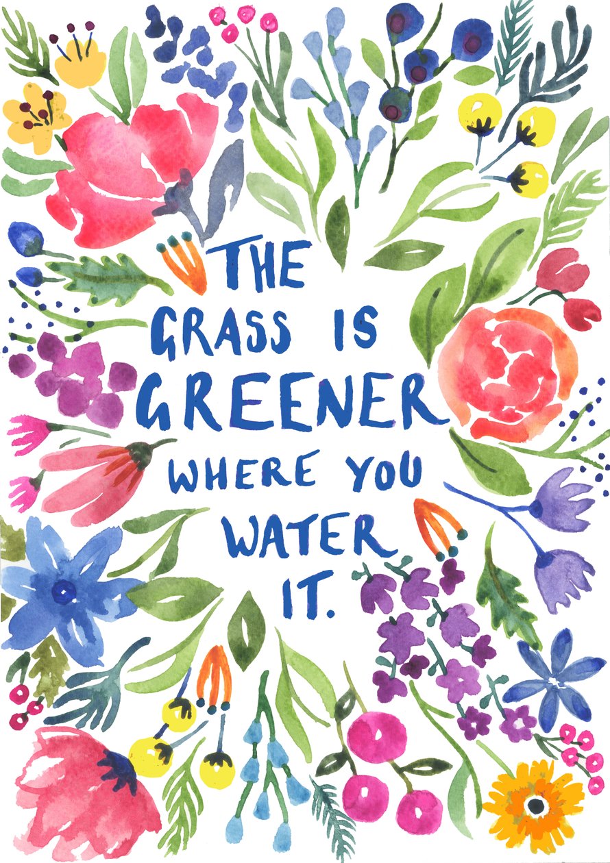Groener gras, 2018 (aquarel) door Elizabeth Rider