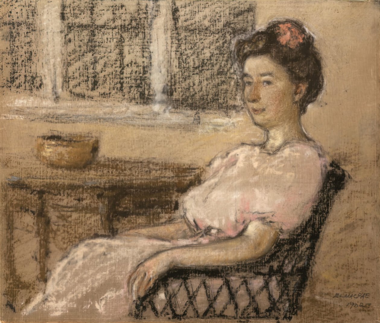 Zittende Vrouw in Roze, 1902 door Elmer Livingston MacRae