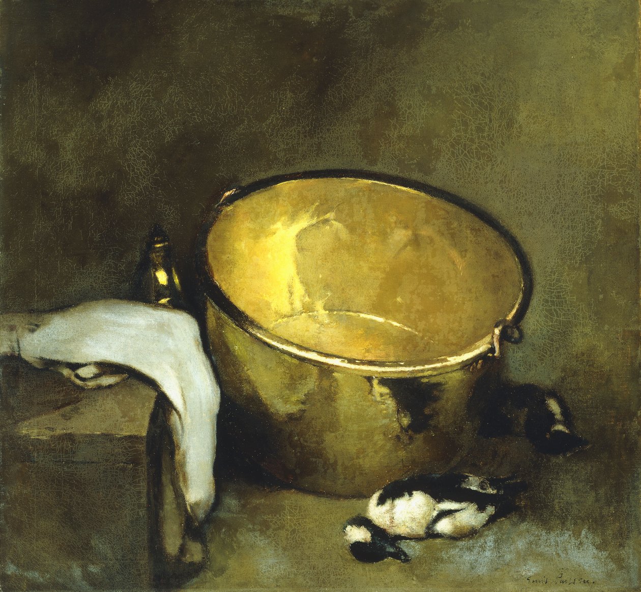 Stilleven met koperen pot door Emil Carlsen