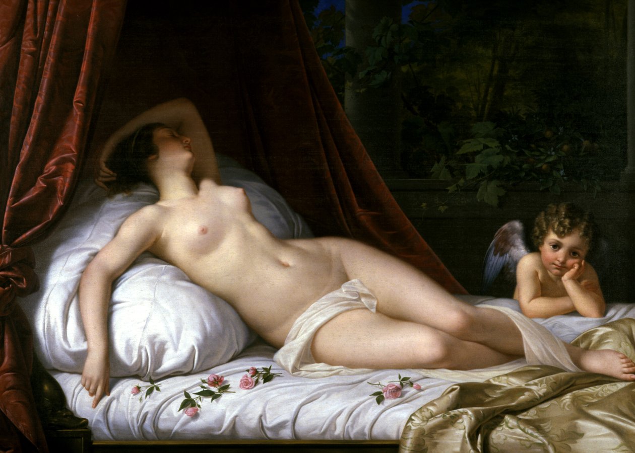 Liggende Venus met Cupido door Emil Jacobs