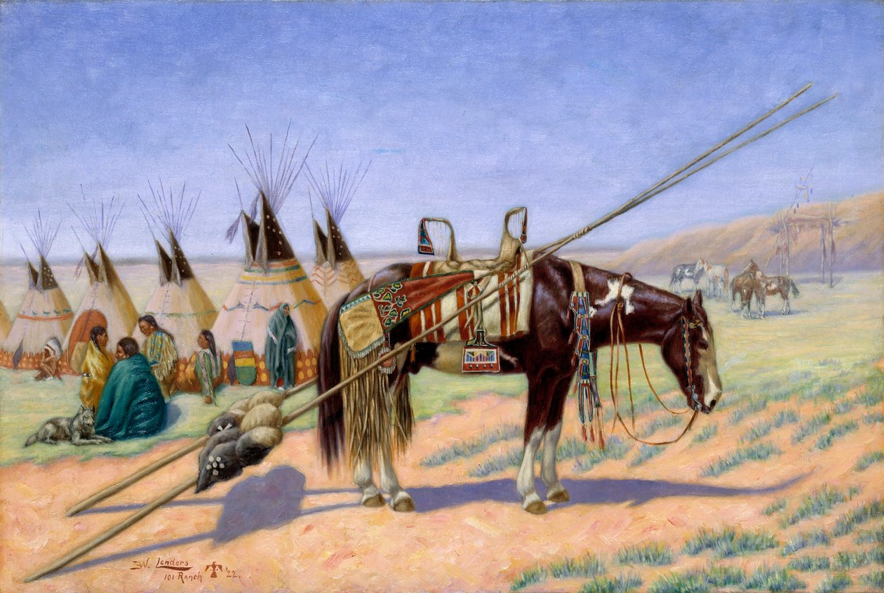 Indianen in kamp op 101 Ranch door Emil W. Lenders