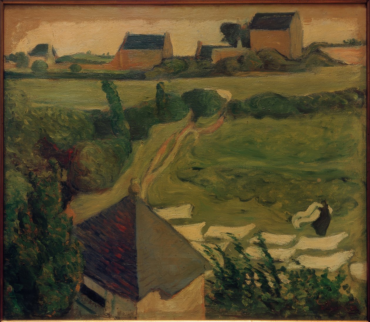 Gezicht op Saint-Briac met wasgoed door Emile Bernard