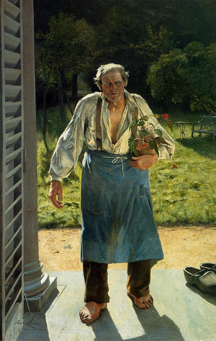 De oude tuinman Le Vieux Jardinier door Emile Claus