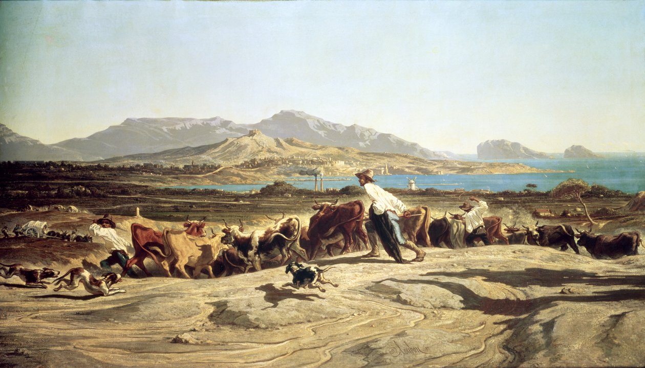Veedrijven bij Marseille, 1853 door Emile Loubon