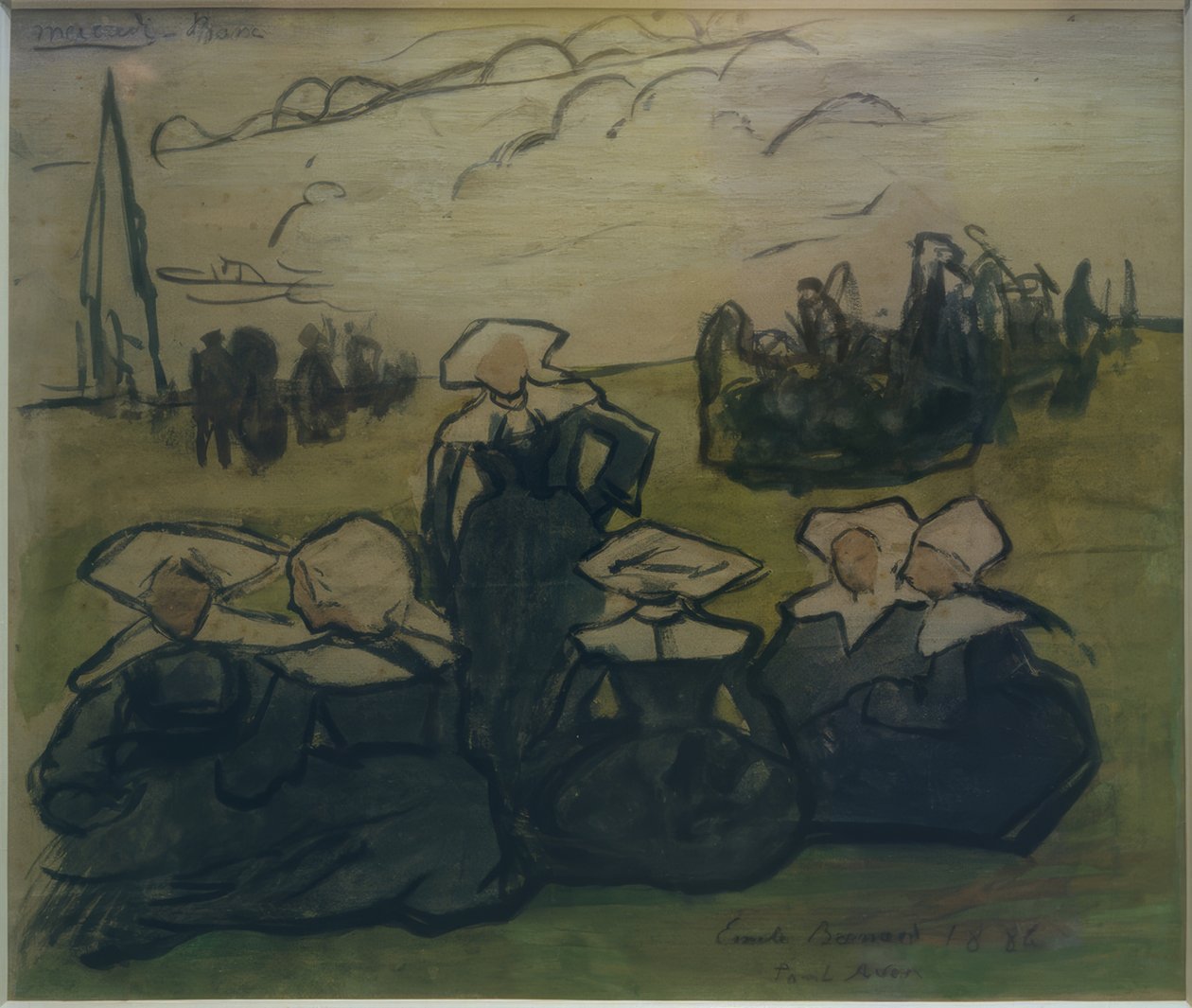 Bretonse vrouwen op de weide door Emile Bernard