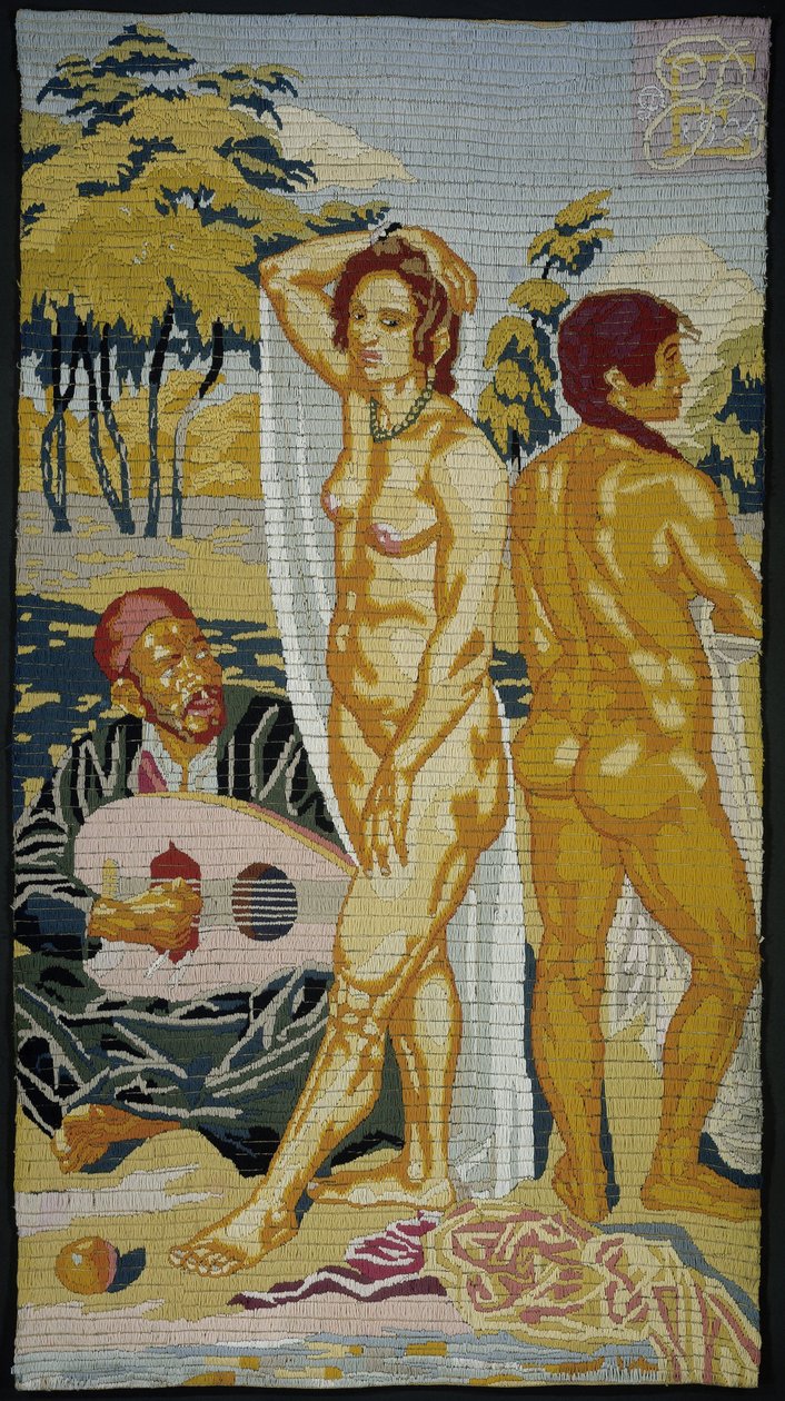 Geborduurd tableau; Deux Baigneuses door Emile Bernard