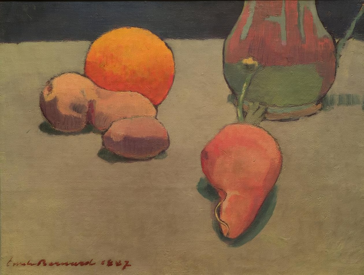 Stilleven met sinaasappel door Emile Bernard