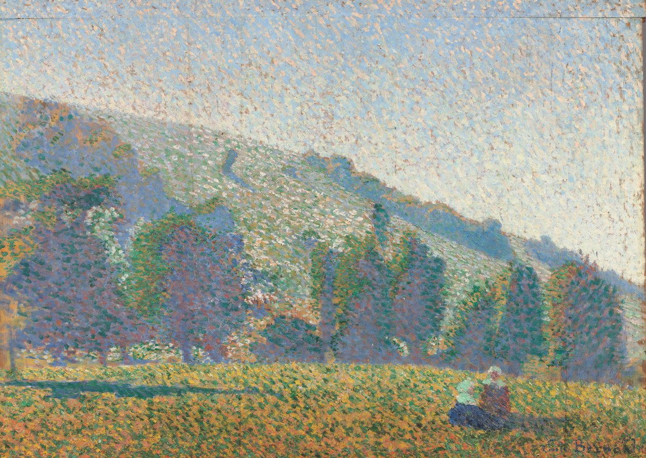 Twee Bretonse vrouwen in een weiland, 1886 door Emile Bernard