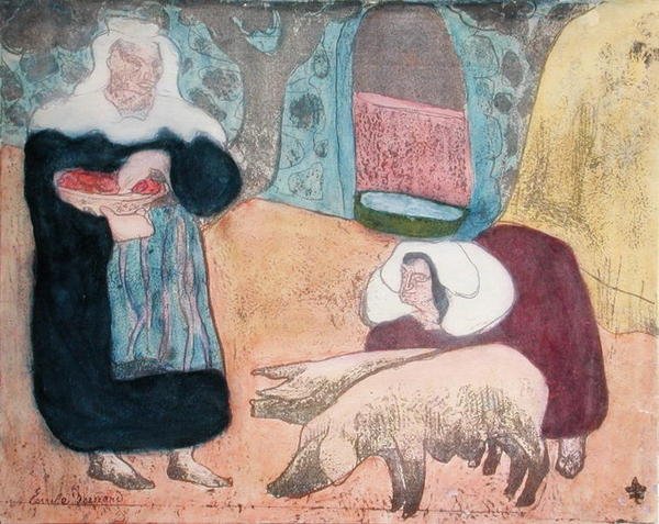 Vrouwen met Varkens door Emile Bernard