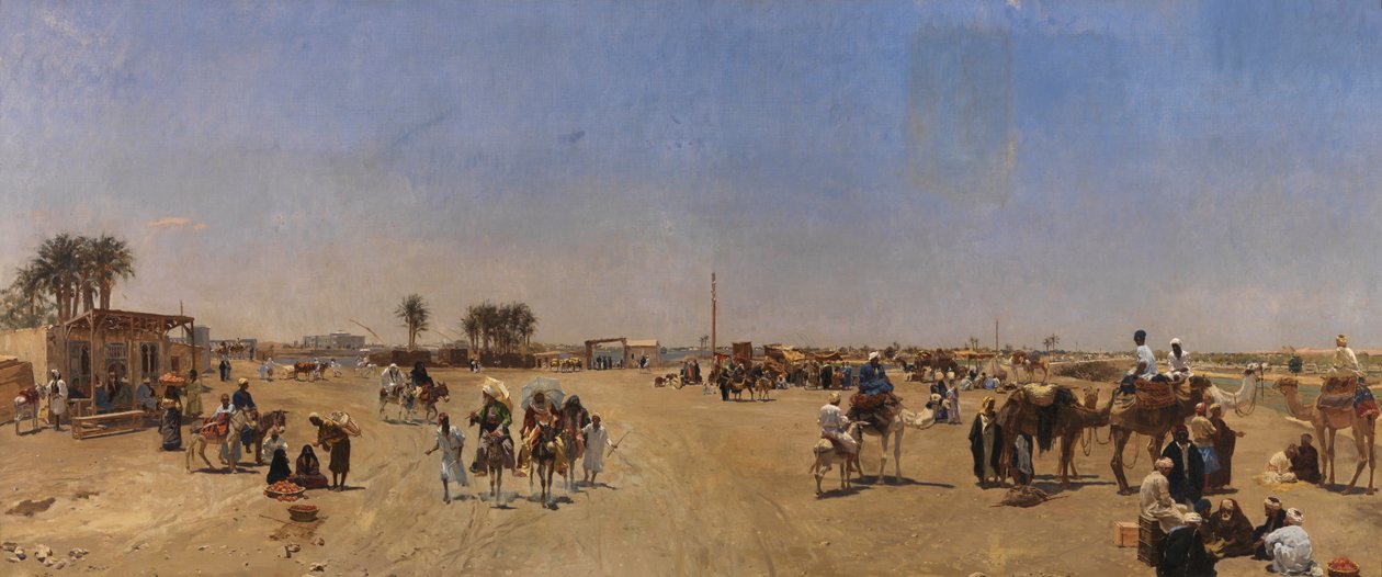 De Qasr al-Nil Brug in Caïro door Emile Charles Wauters