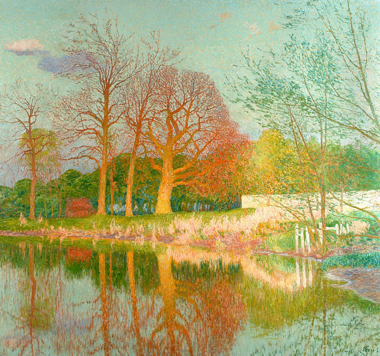 Kastanjeboom in de avondzon door Emile Claus