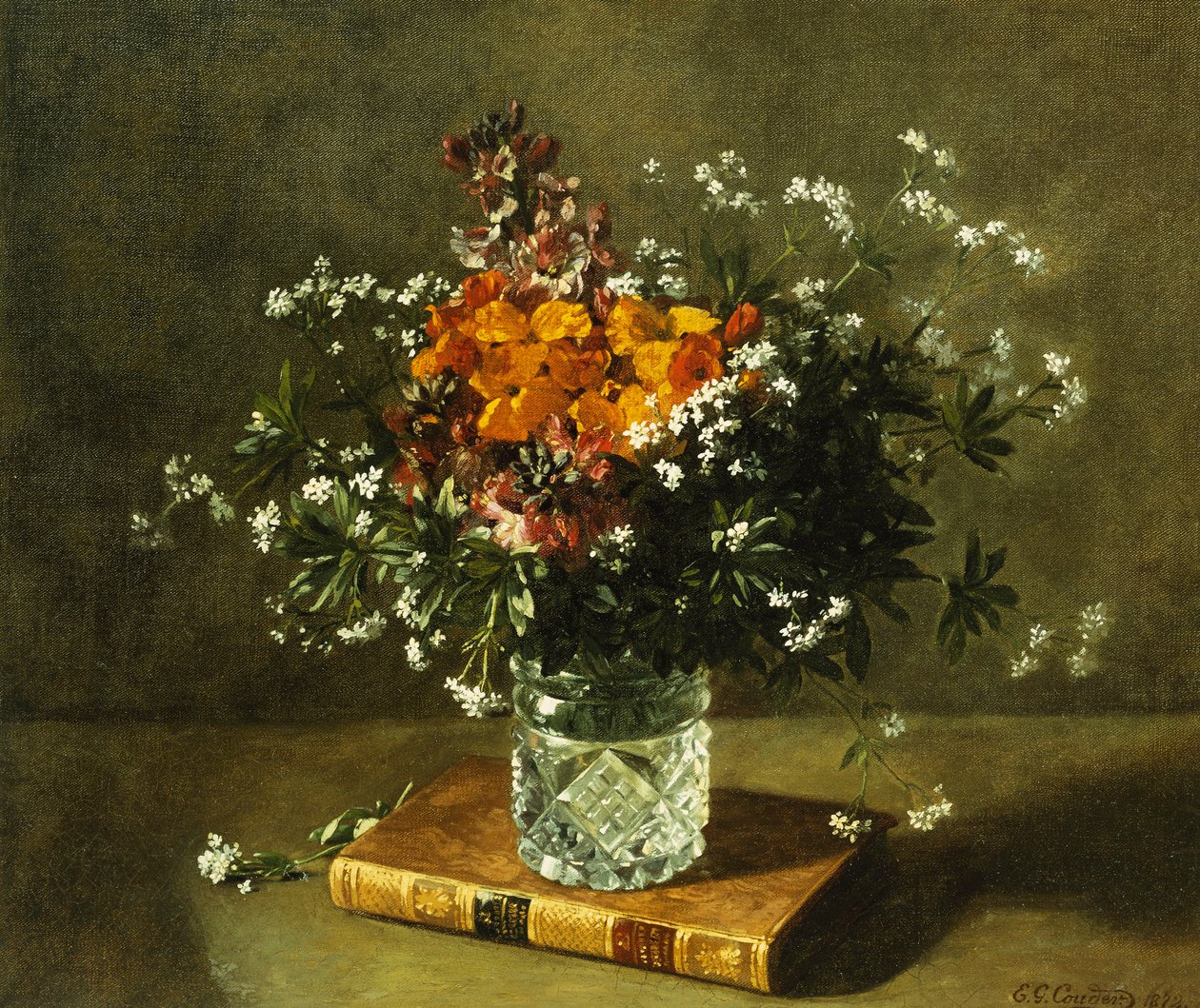 Een bloemstilleven, 1872 door Emile Gustave Couder