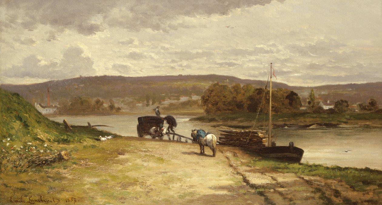 Rivierlandschap, 1837 door Emile Lambinet