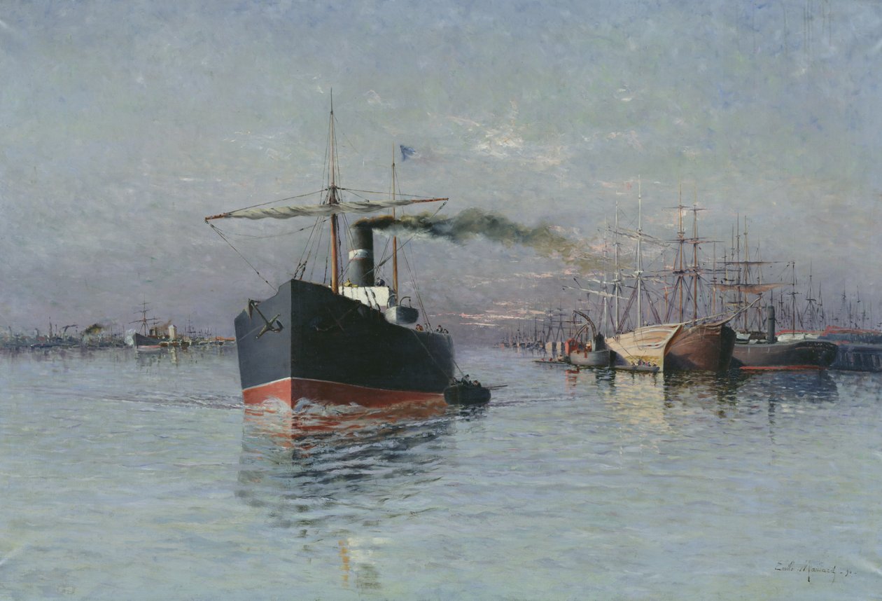 De grote dok van Duinkerken, 1890 door Emile Maillard