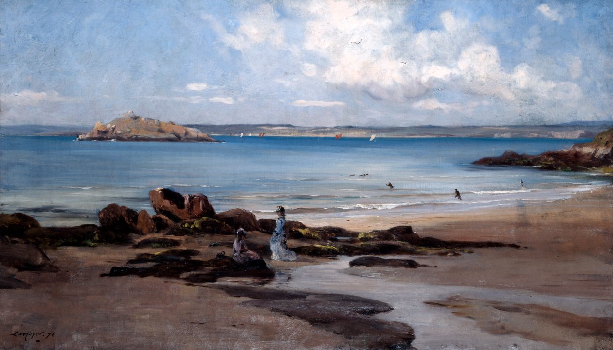 Vrouwenbadstrand, 1876 door Emmanuel Lansyer