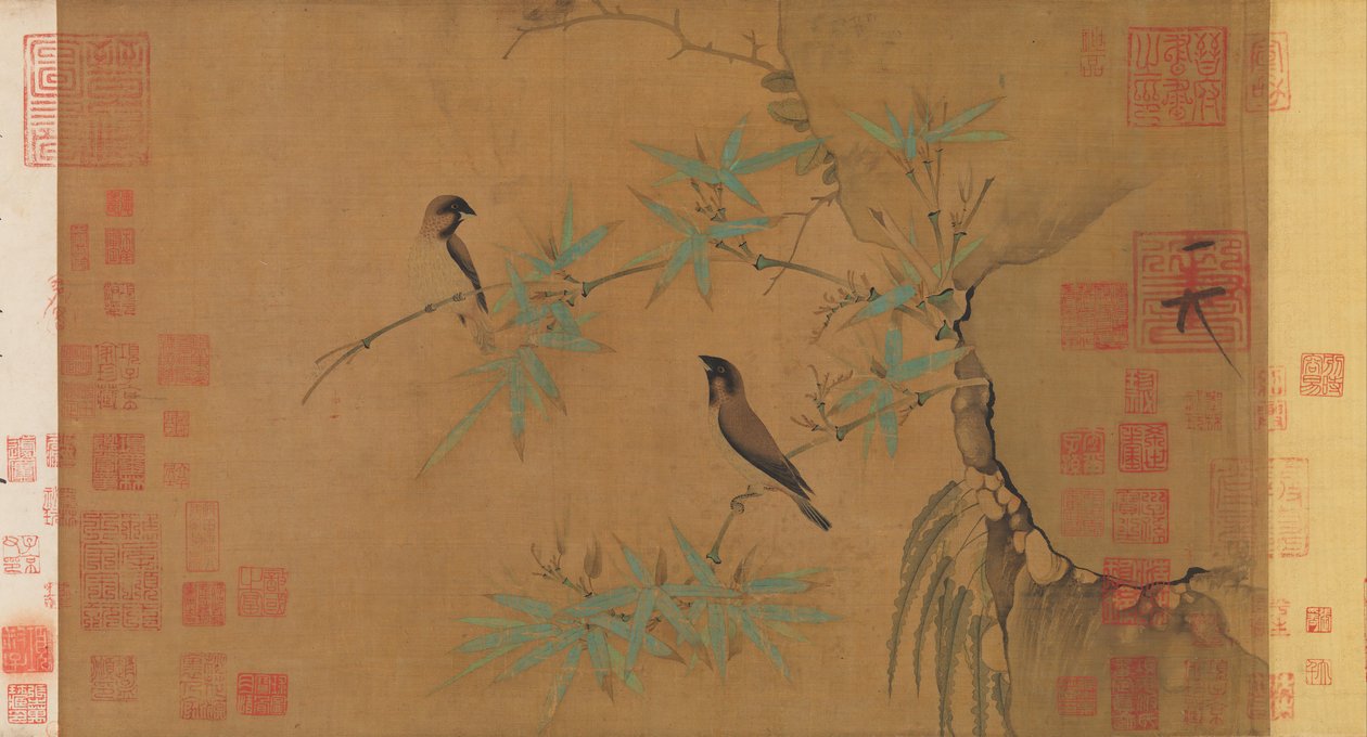 Vinken en bamboe, begin 12e eeuw door Emperor Huizong