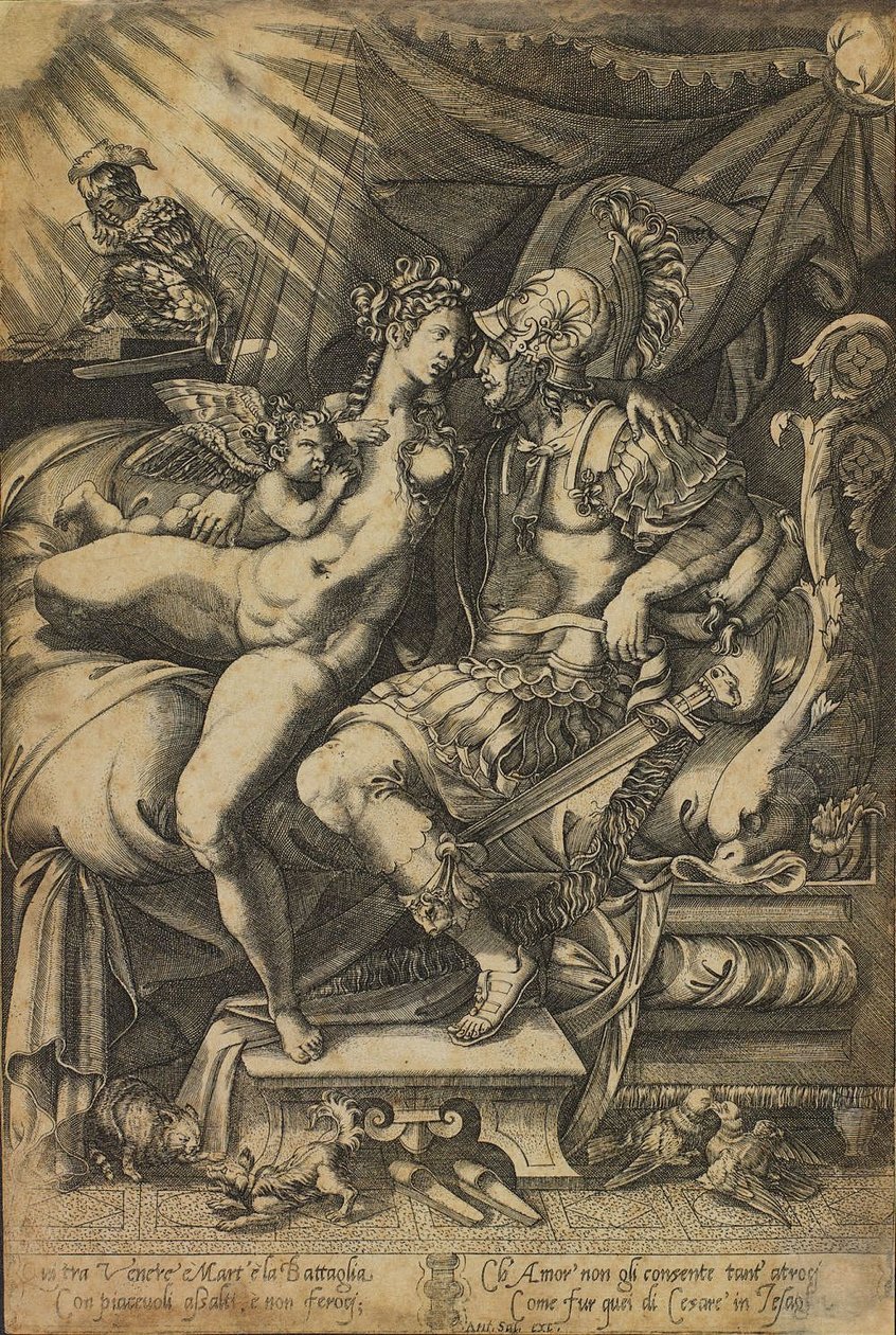 De liefdes van Mars en Venus door Enea Vico