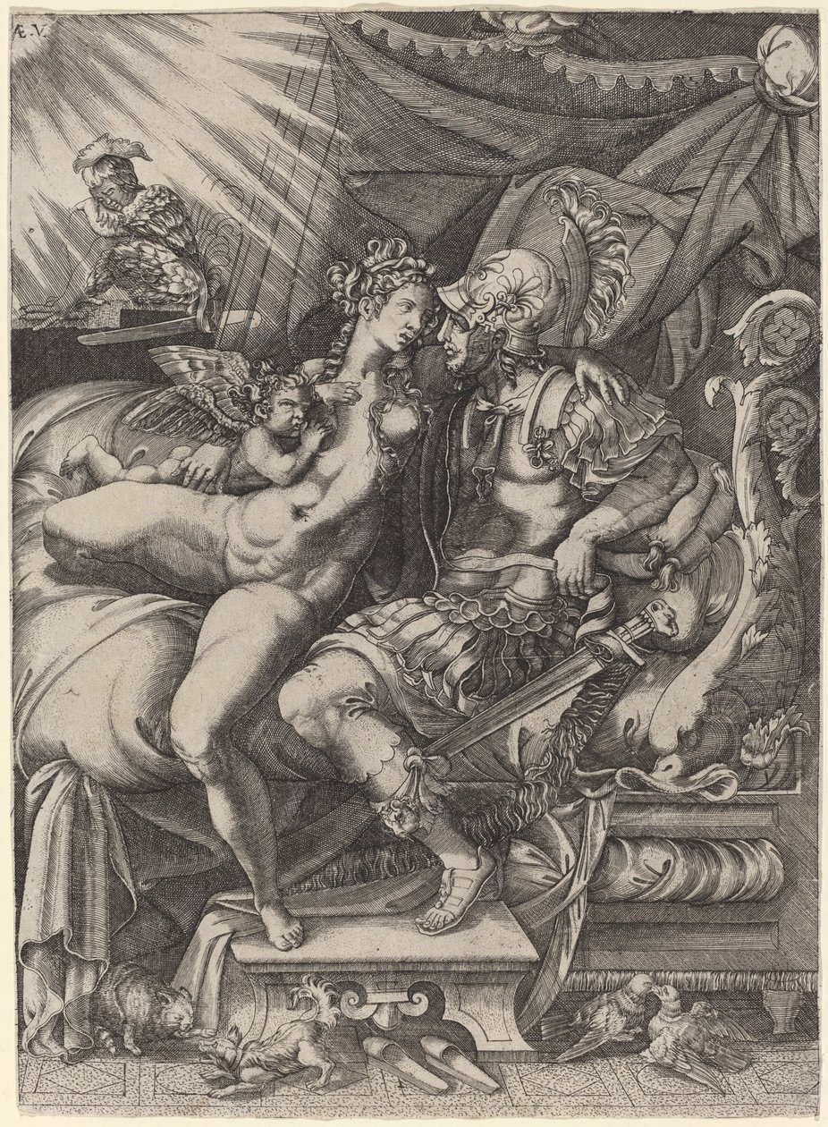 De Liefdes van Mars en Venus door Enea Vico