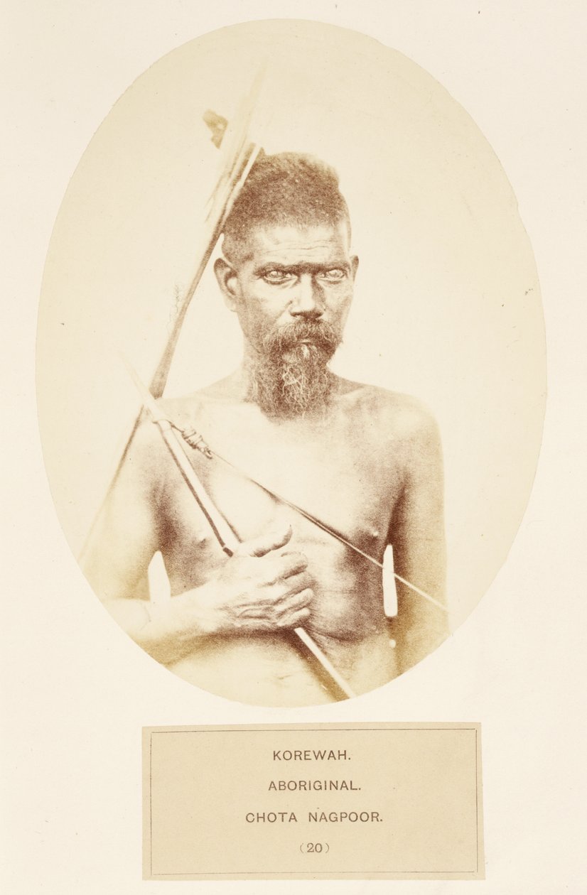 Korewah, Aboriginal, Chota Nagpoor, uit Het Volk van India, door J. Forbes Watson, gepubliceerd 1868 door English Photographer