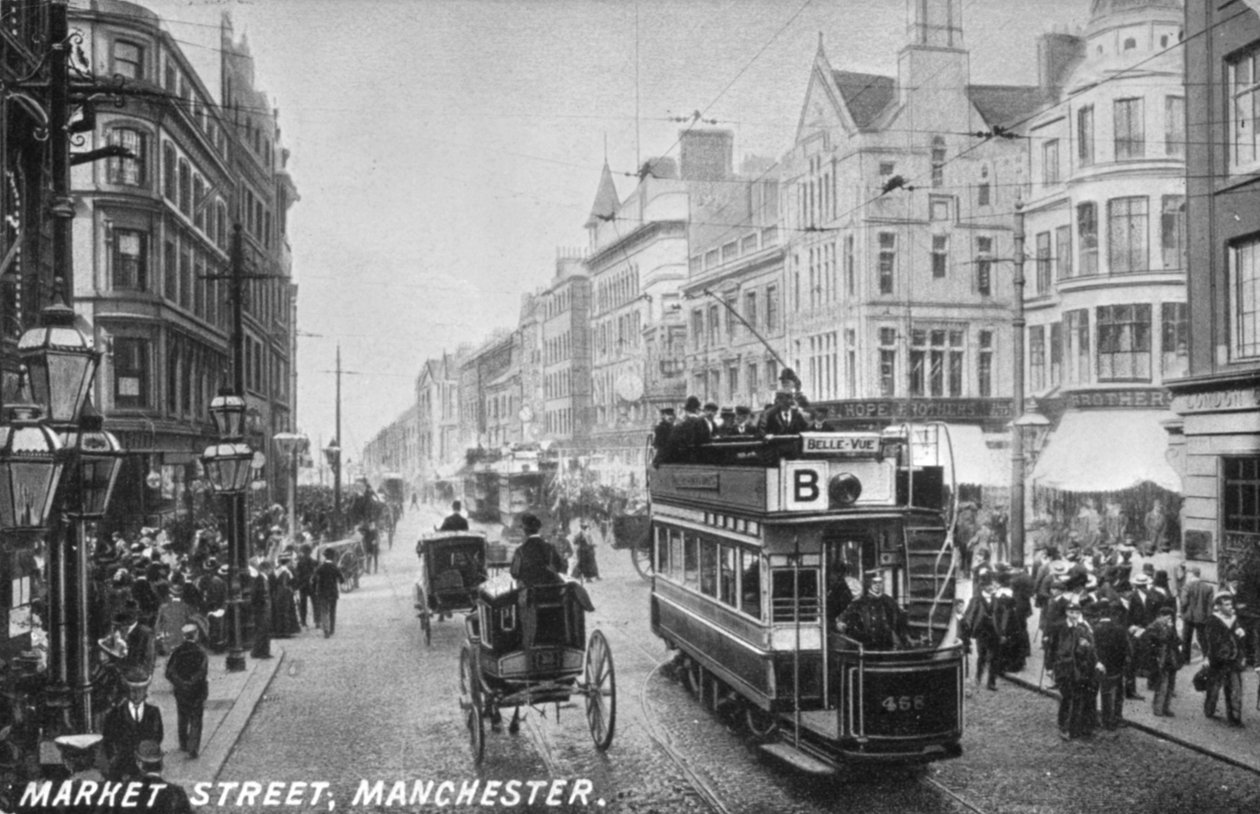 Market Street, Manchester, c.1910 door English Photographer