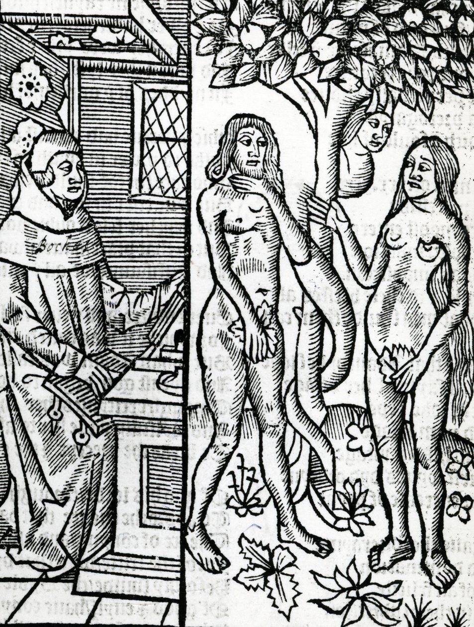 Adam en Eva, illustratie uit John Lydgate