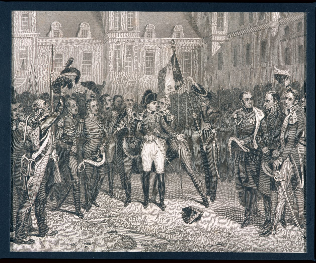 Adieu in Fontainebleau: Napoleon (1769-1821) neemt afscheid van de Oude Garde in 1814 door English School
