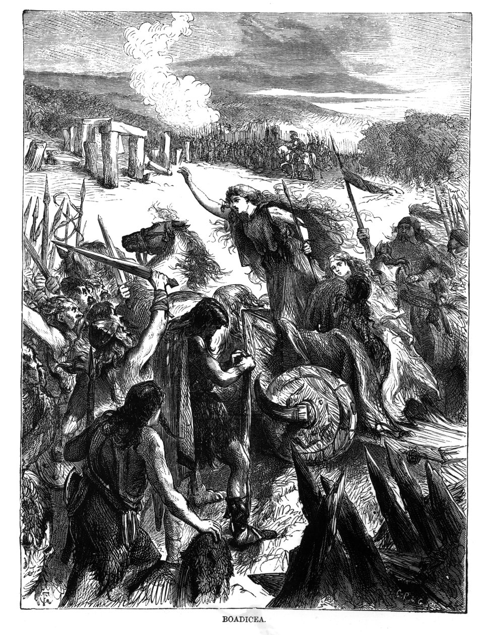 Boadicea spoort de Iceni aan tegen de Romeinen door English School