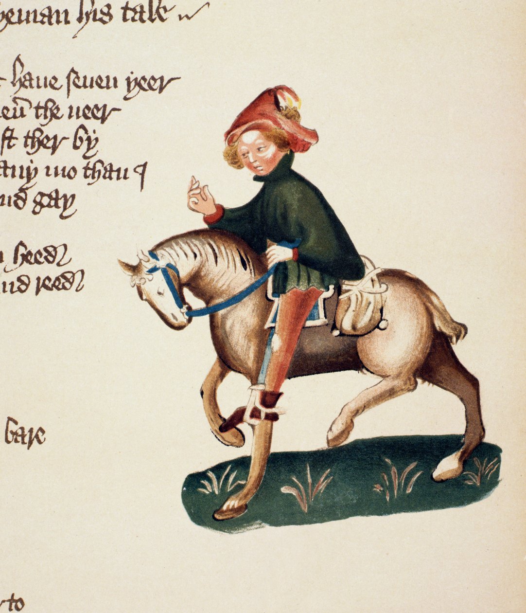 De Kanunnik (detail) uit The Canterbury Tales, door Geoffrey Chaucer, Ellesmere Manuscript, facsimile editie, 1911 door English School