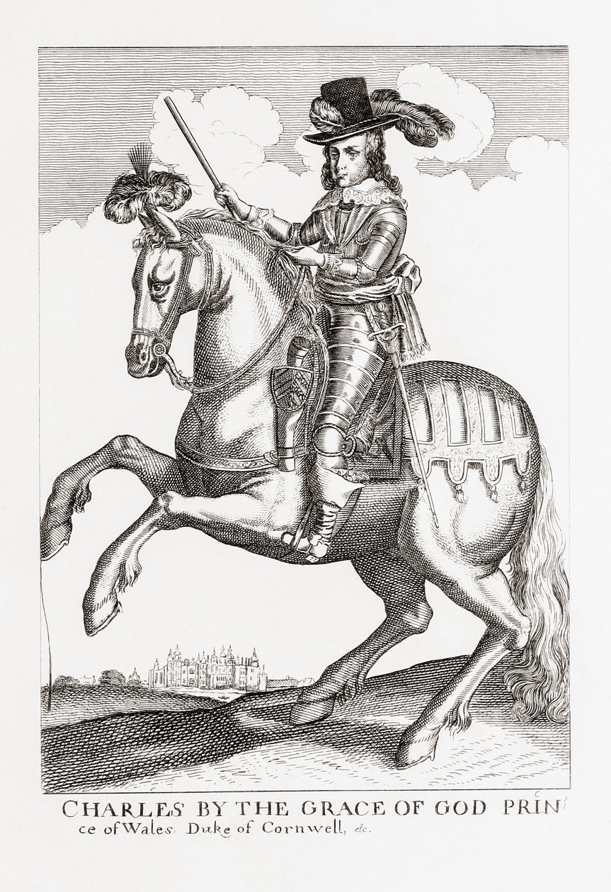 Karel I, koning van Engeland, Schotland en Ierland, 1600-1649, uit Woodburns Gallery of Rare Portraits, uitgegeven 1816 door English School