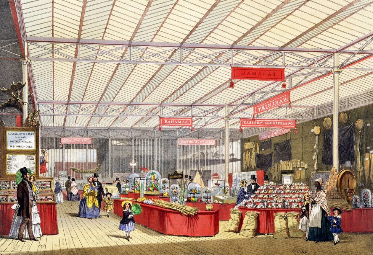 Koloniale Producten in de Grote Tentoonstelling van 1851, uit Dickinsons Comprehensive Pictures door English School