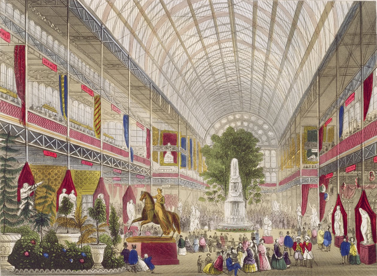 Grote Tentoonstelling, 1851: Zuidelijk Transept, uit Interieur van de Grote Tentoonstelling (uitgegeven door Read & Co.) door English School
