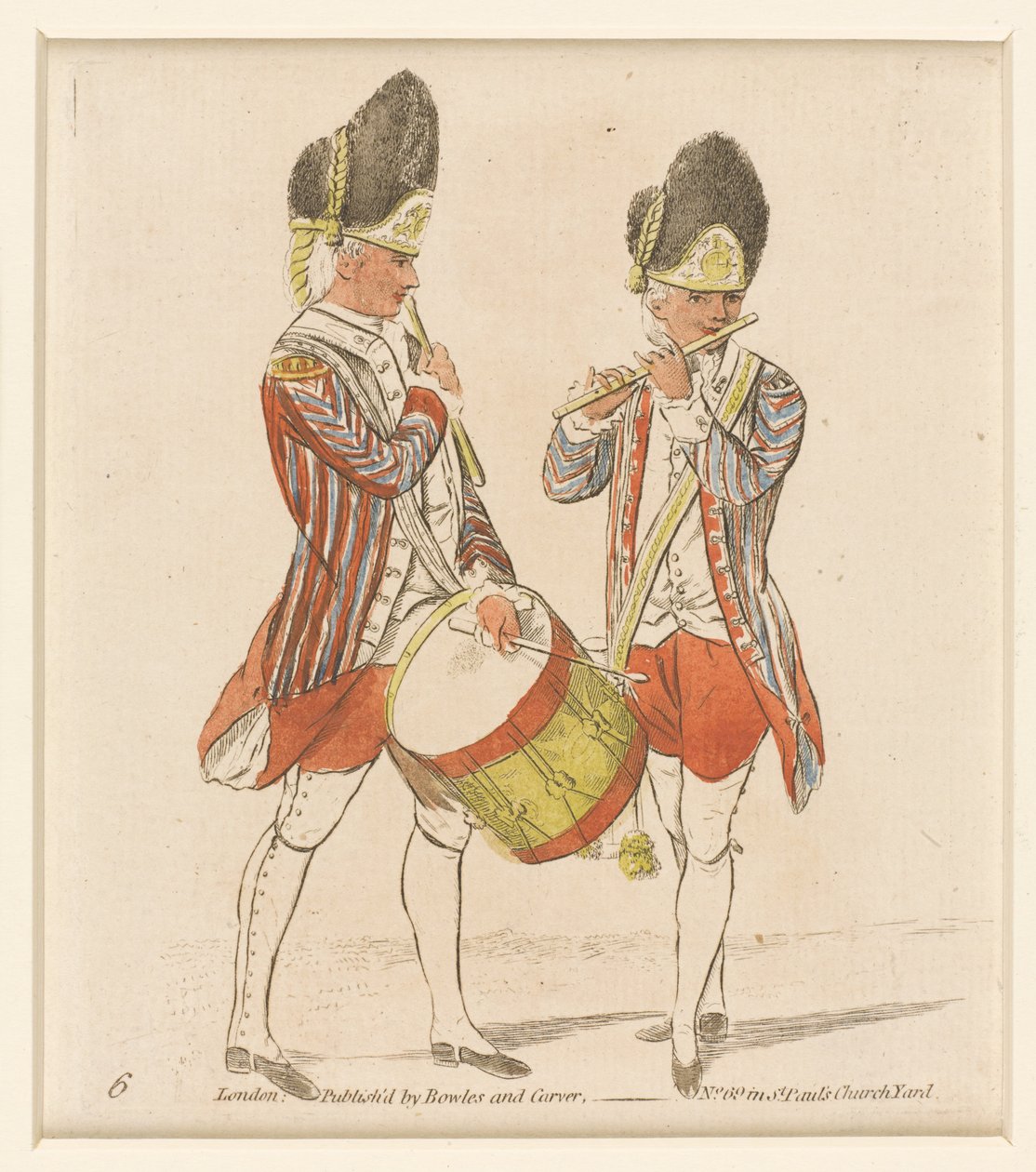 Grenadier drummer en fluitspeler, 1779 door English School