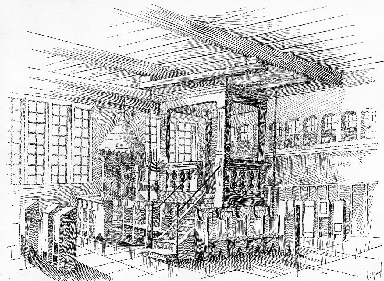 Interieur van een oude synagoge in Metz, Duitsland door English School