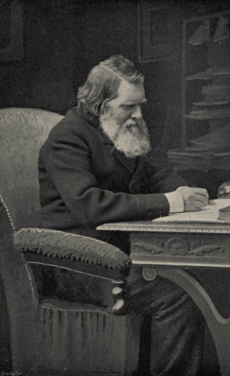 John Ruskin (1819-1900) in zijn studeerkamer door English School