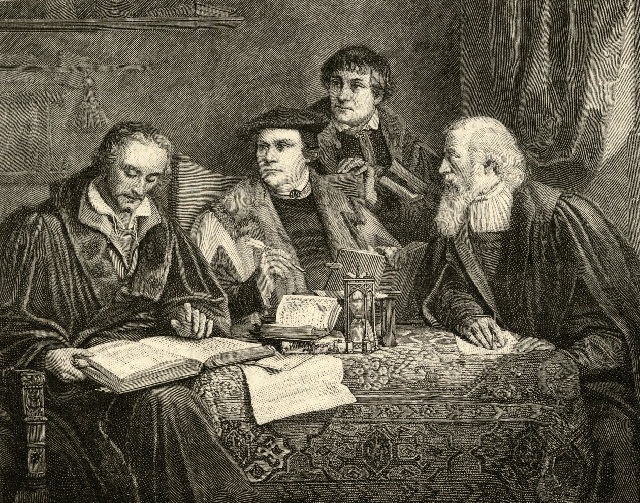 Luther, Melancthon, Pomeranus en Cruciger vertalen de bijbel door English School