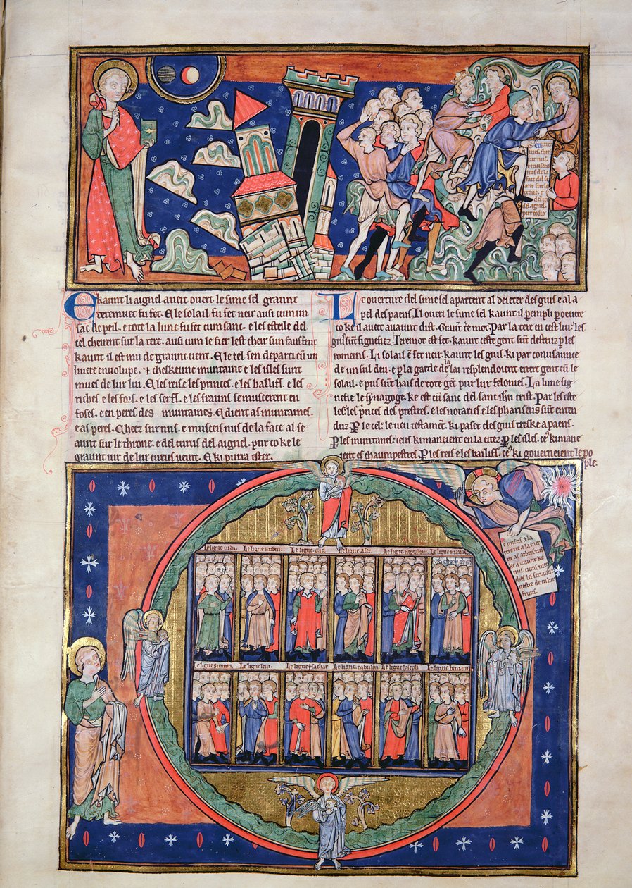 Het zesde zegel, uit de Trinity Apocalypse, ca. 1250 door English School