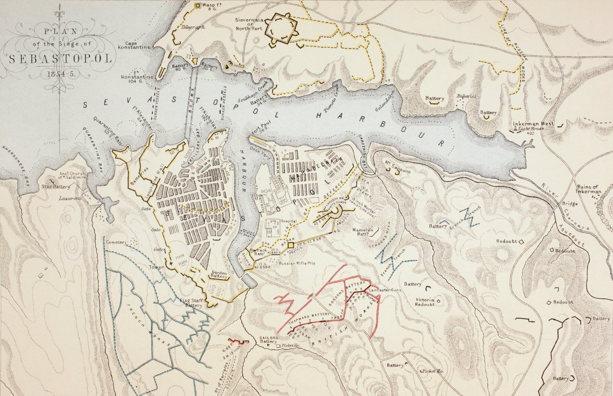 Plan van het Beleg van Sebastopol, 1883 door English School