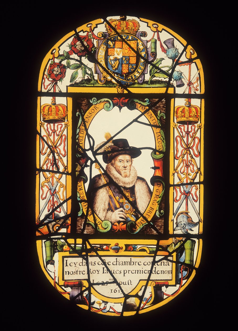 Portret van James I (1566-1625) 1619 door English School