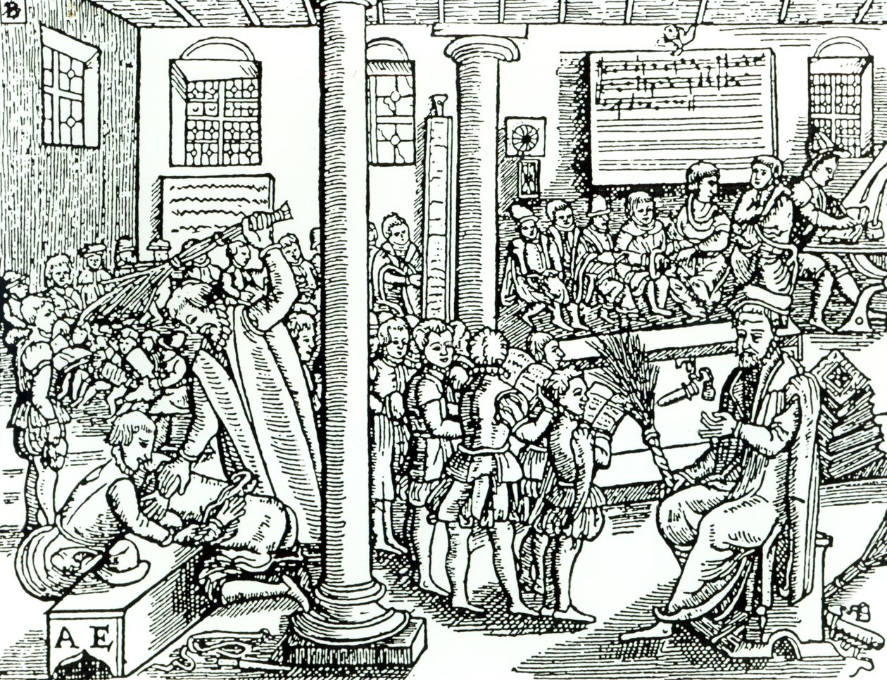 Schoolscène in Tudor-tijd door English School