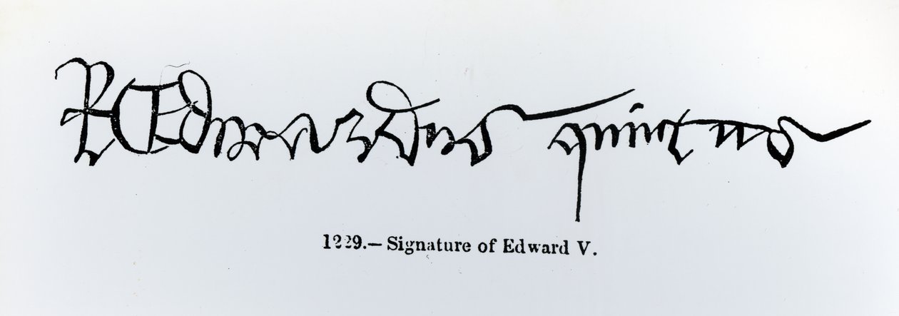 Handtekening van koning Edward V (1470-83) door English School