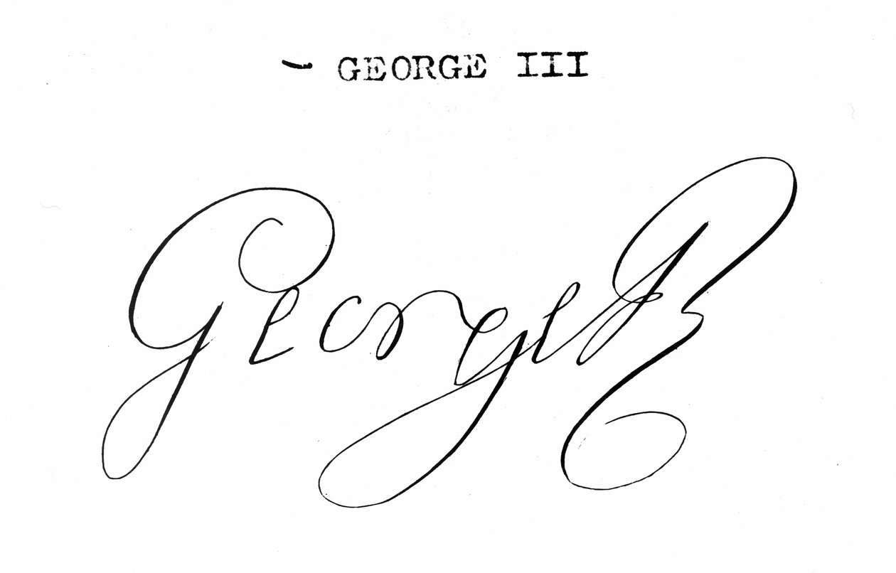 Handtekening van Koning George III (1738-1820) door English School
