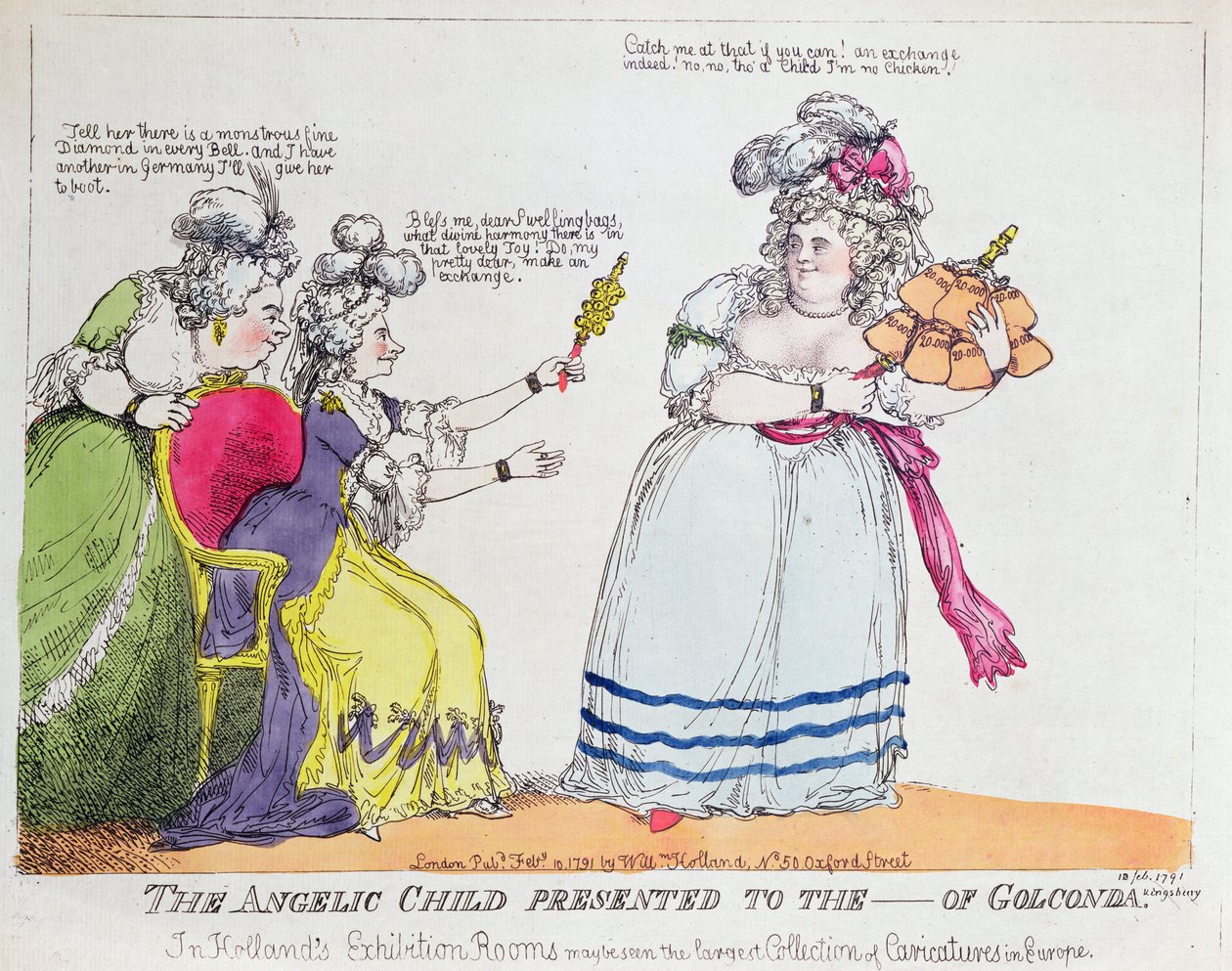Het engelachtige kind gepresenteerd aan de ----- van Golconda, 1791 door English School