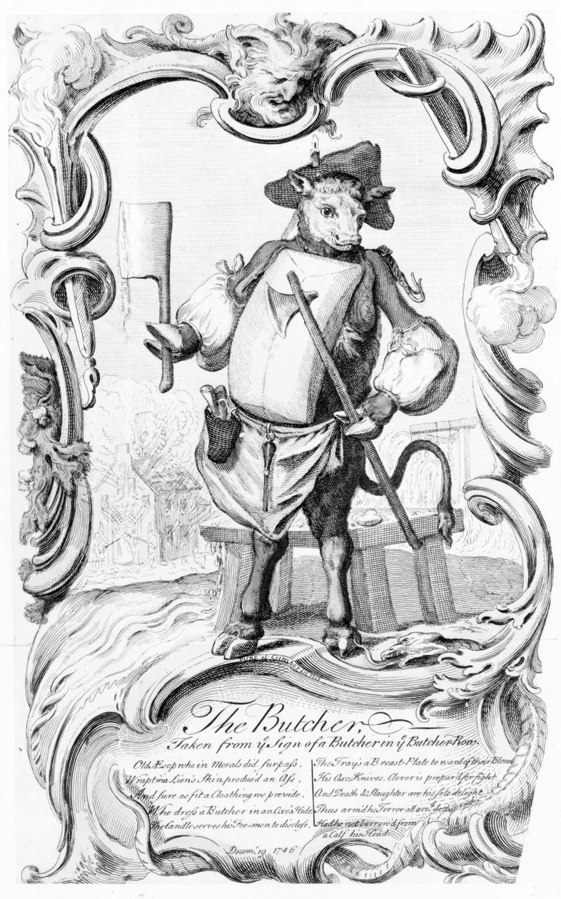 De slager, gepubliceerd 1746 door English School